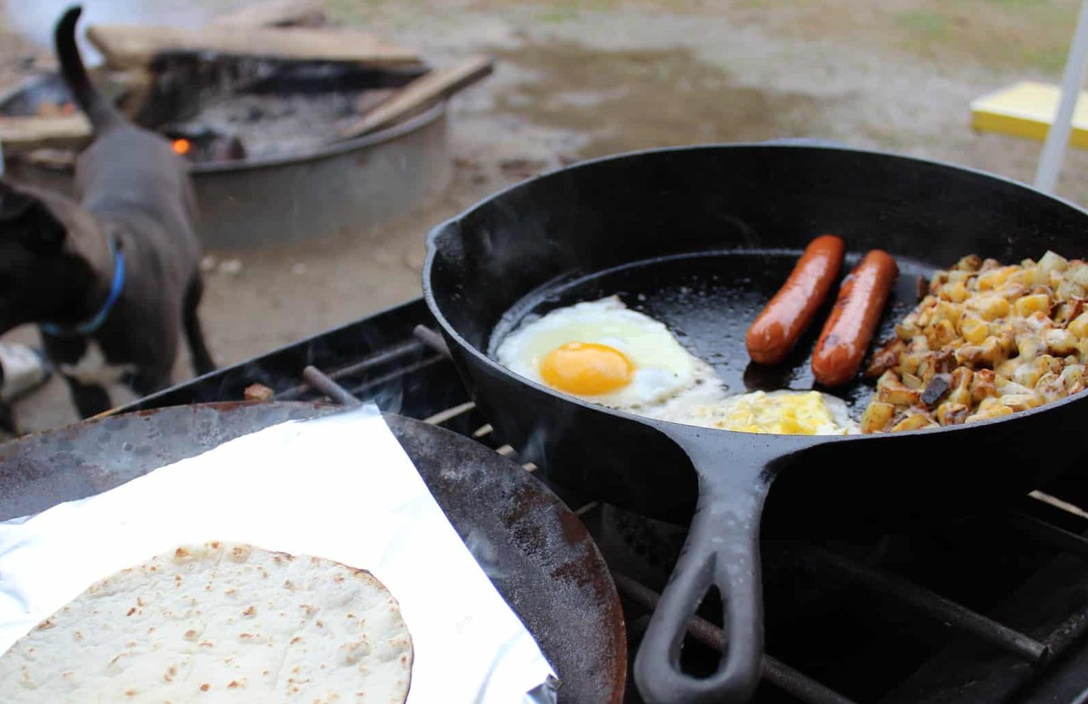 How to clean a cast iron skillet while camping